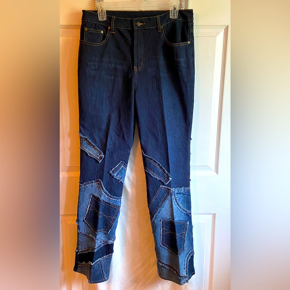 DG2 Diane Gilman Patch Style Jeans Pants Sz 12